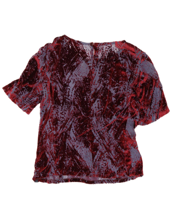 Bluză vintage cu model abstract pentru femei Top IT 46 Viscoză mare bordeaux