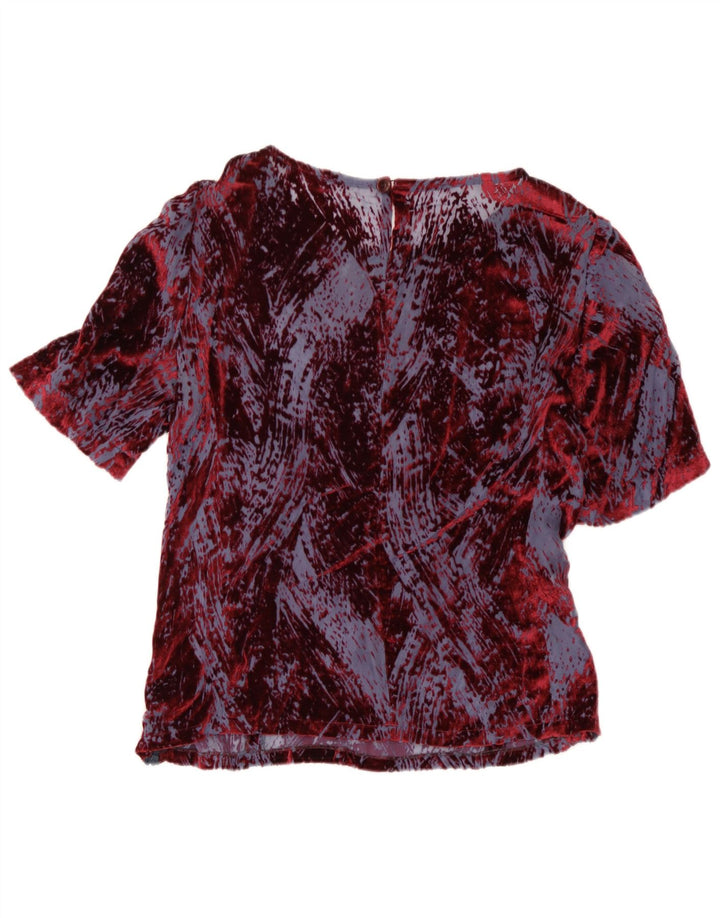 Bluză vintage cu model abstract pentru femei Top IT 46 Viscoză mare bordeaux