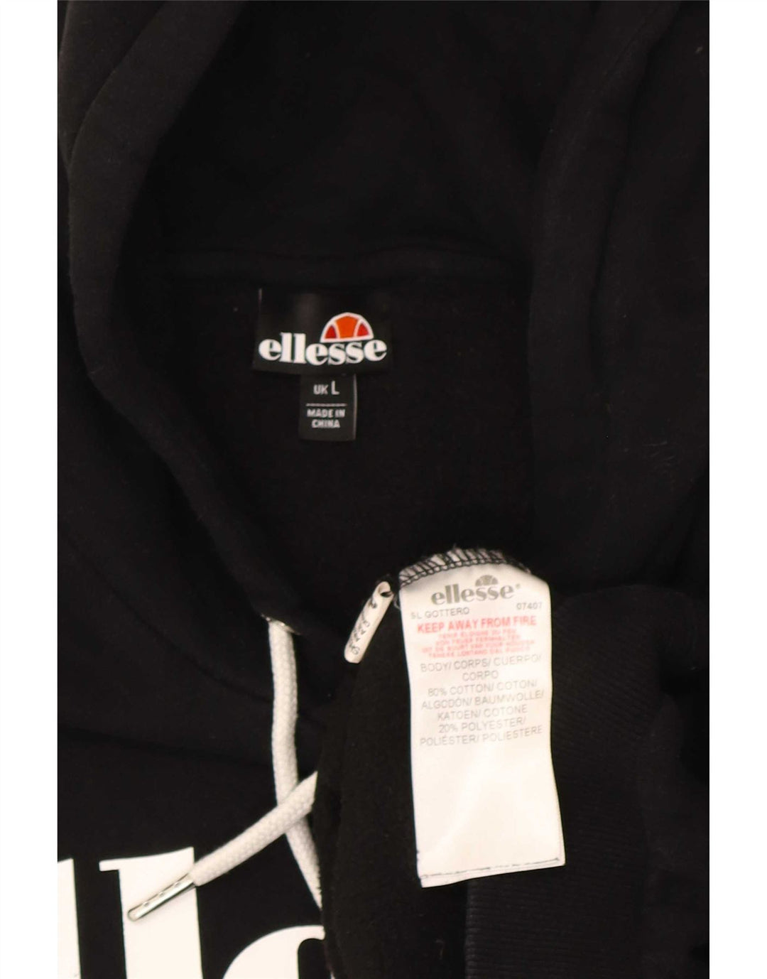 Pulover cu glugă cu grafic pentru bărbați Ellesse, mare, negru, bumbac