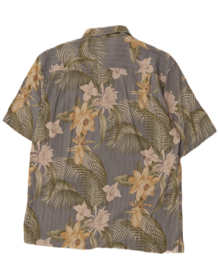 Cămașă cu mânecă scurtă pentru bărbați Tommy Bahama, bumbac floral, gri mediu