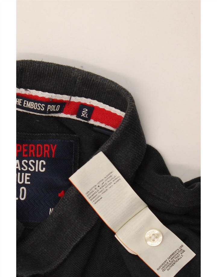 SUPERDRY tricou polo cu grafică pentru bărbați 2XL bumbac negru