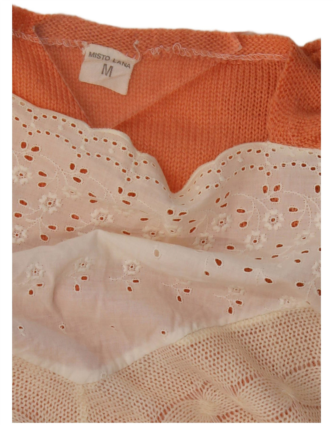 Pulover VINTAGE pentru femei cu gât de barcă UK 14 Medium Orange Colorblock