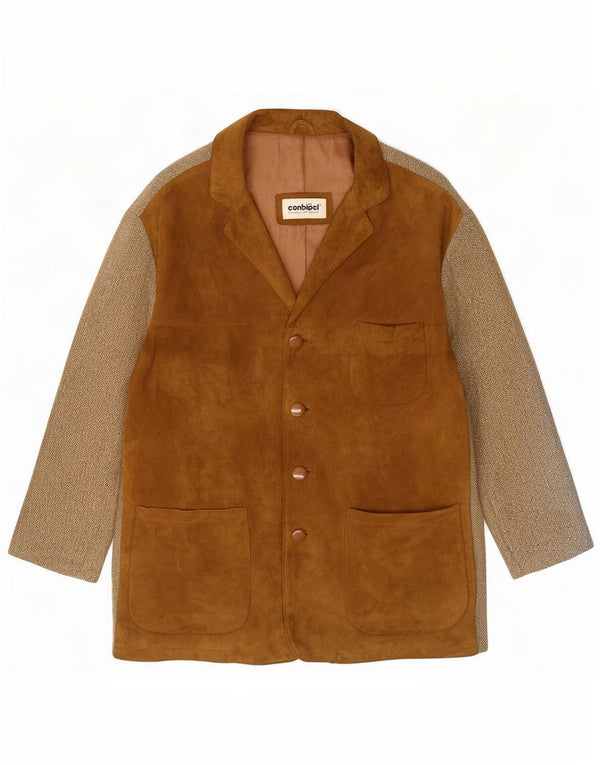 Jacheta de piele intoarsa pentru femei Conbipel IT 42 Medium Beige Herringbone