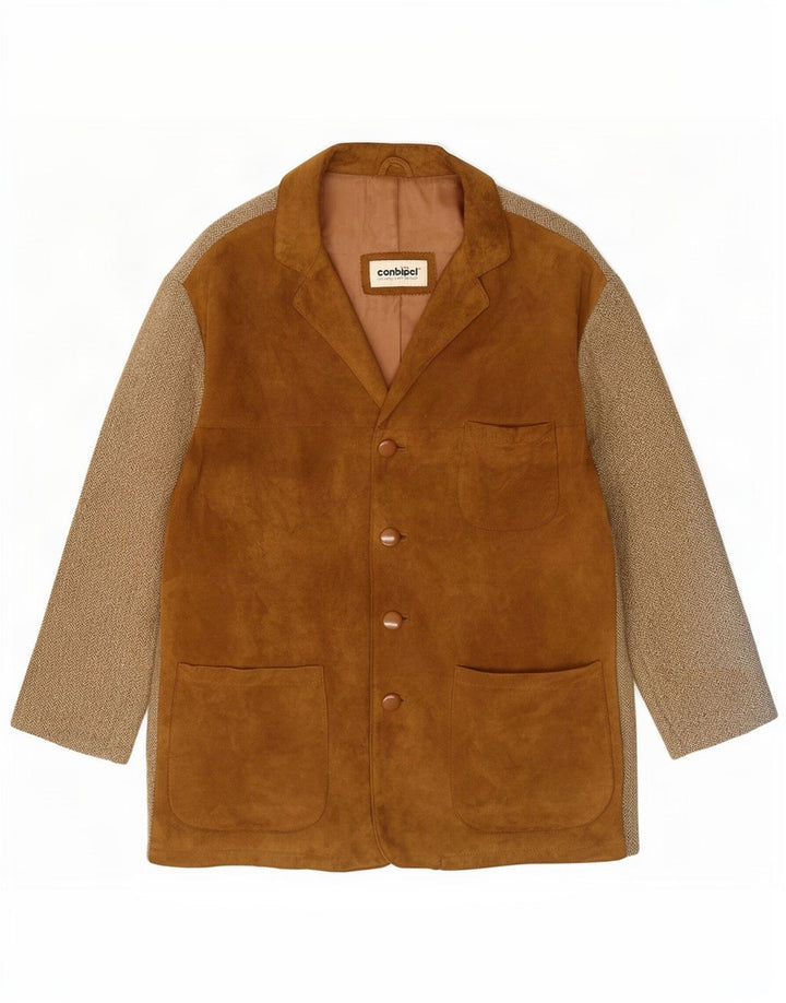 Jacheta de piele intoarsa pentru femei Conbipel IT 42 Medium Beige Herringbone