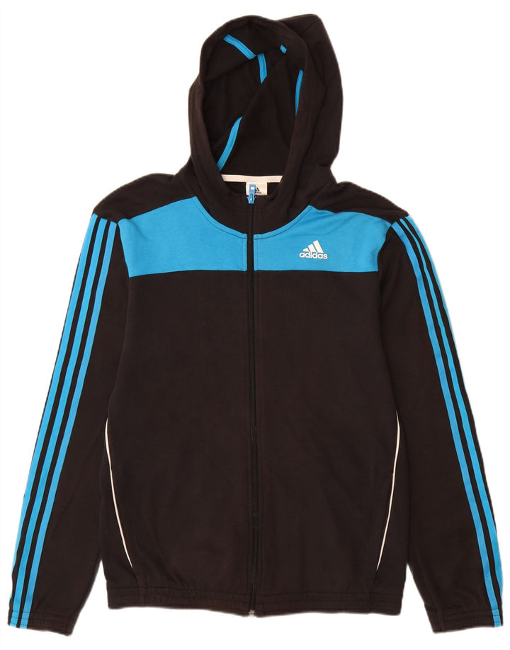 Pulover ADIDAS pentru bărbați, cu fermoar, bumbac color bloc negru