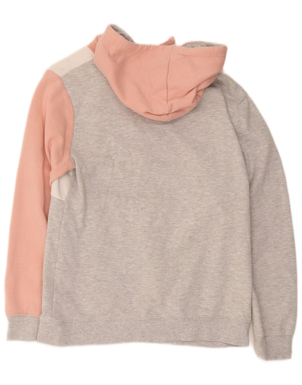 Pulover Fila pentru damă cu hanoră cu grafică UK 14, bumbac color bloc, gri mediu