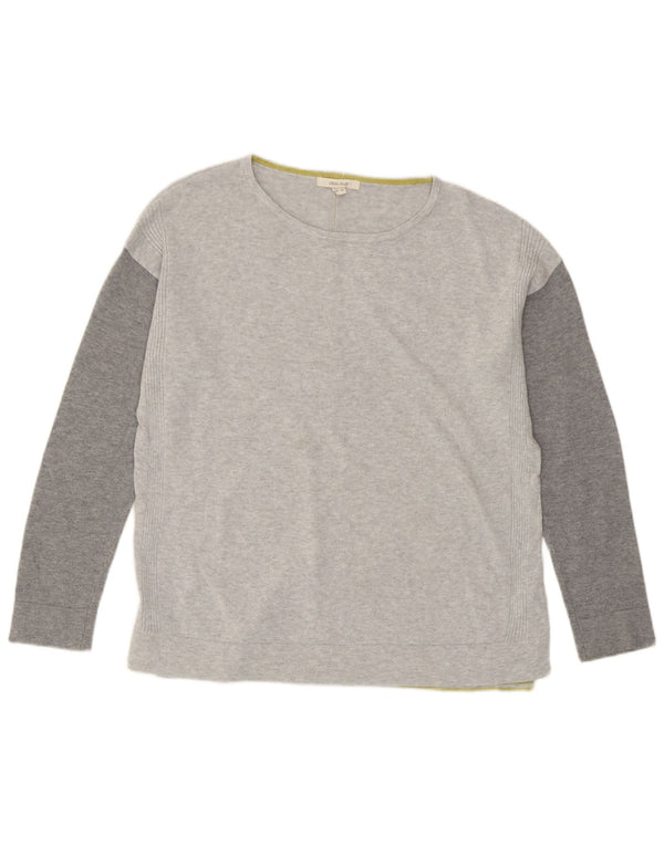 White Stuff Top supradimensionat pentru femei cu mânecă lungă UK 10 Small Gri Colorblock