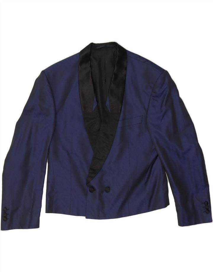 EMANI Womens Double Breasted Blazer Jacket UK 14 Medium Navy Blue Vintage Emani and Second-Hand Emani from Messina Hembry 