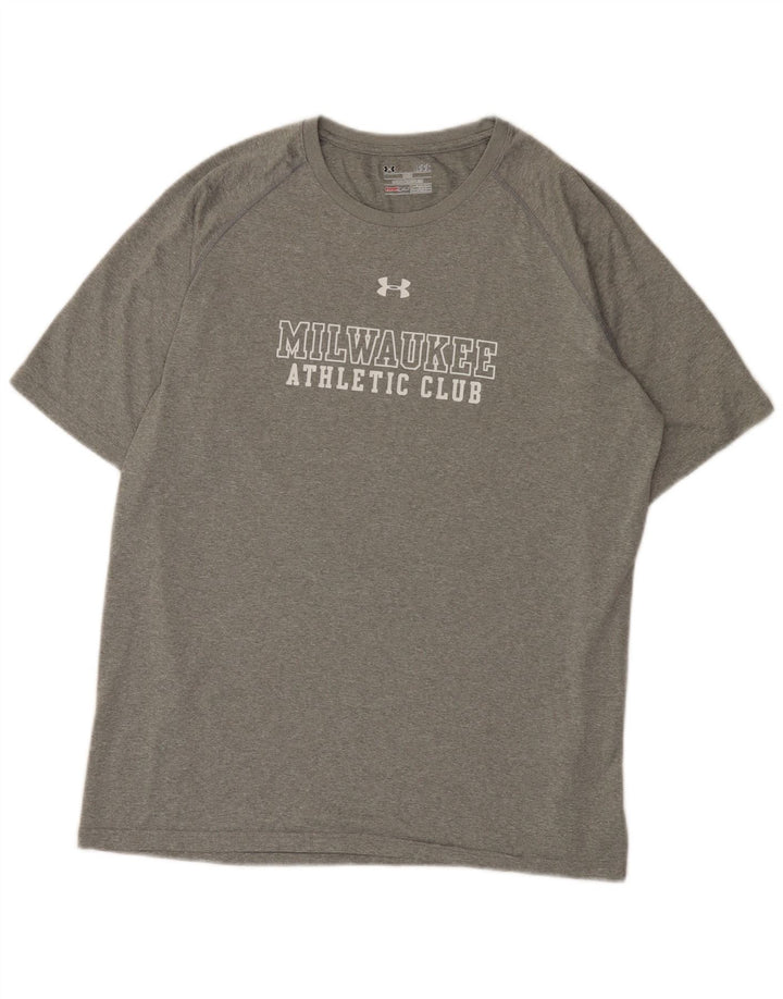 Tricou cu grafică Under Armour Milwaukee pentru bărbați Top mare din poliester gri