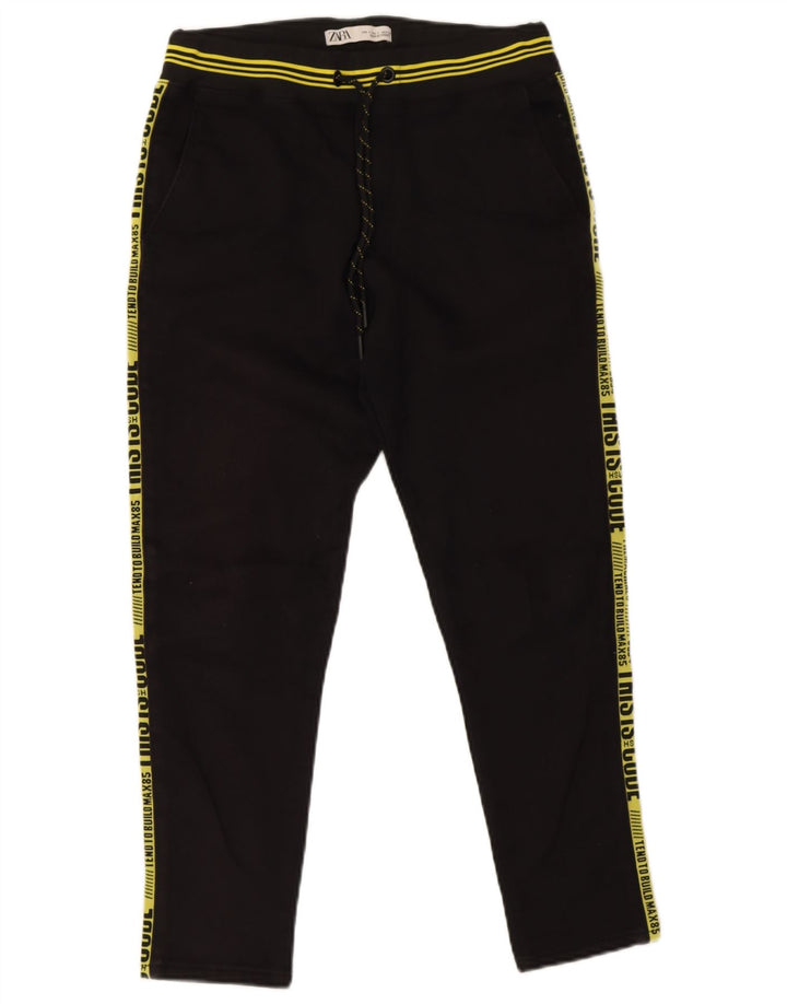 Pantaloni de trening grafic pentru bărbați Zara, poliester negru mic