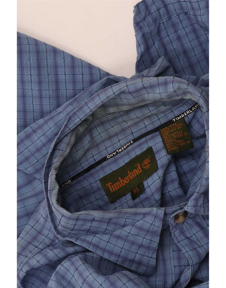 Cămașă cu mânecă scurtă pentru bărbați Timberland, XL, bumbac cu carouri albastre