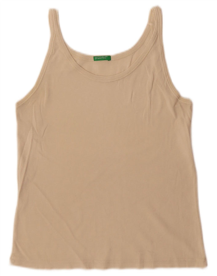 Benetton Womens Cami Top UK 10 Small Beige Bumbac