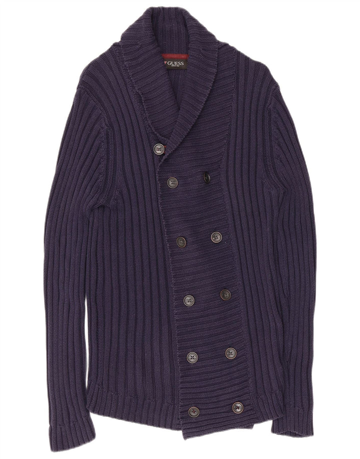 Pulover cardigan pentru femei GUESS UK 14 mare bumbac bleumarin