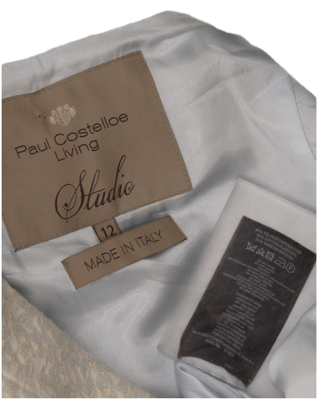 Palton pentru femei Paul Costelloe cu mâneci 3/4 UK 12 Medium Blue Geometric