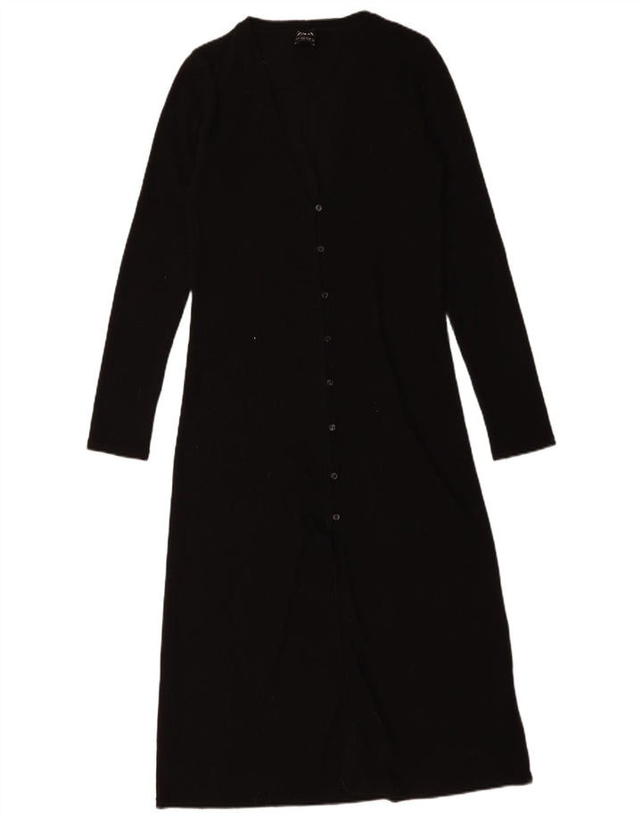 Pulover cardigan pentru femei Zara UK 10 Poliester negru mic