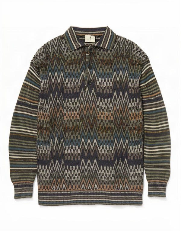 NANI BON Pulover cu gât polo pentru bărbați IT 50 Mediu Multicolor Geometric