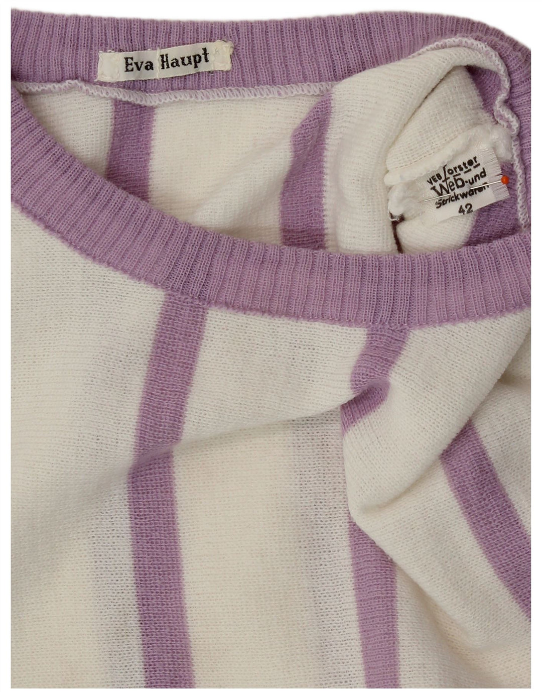 VINTAGE Womens Crew Neck Jumper Sweater IT 42 Medium White Striped