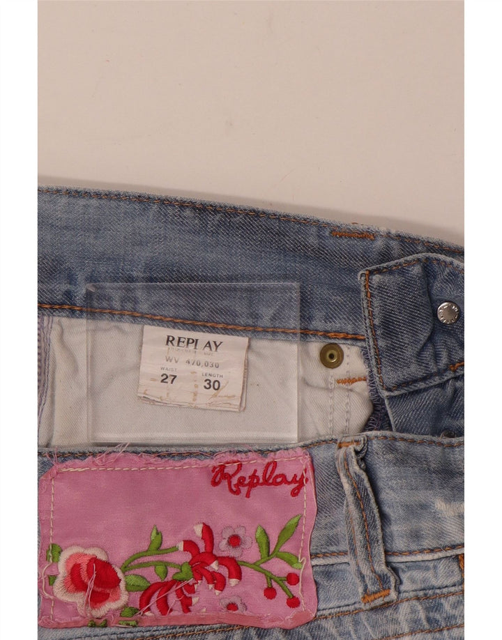 Pantaloni scurți din denim pentru femei Replay W27 Small Blue Bumbac