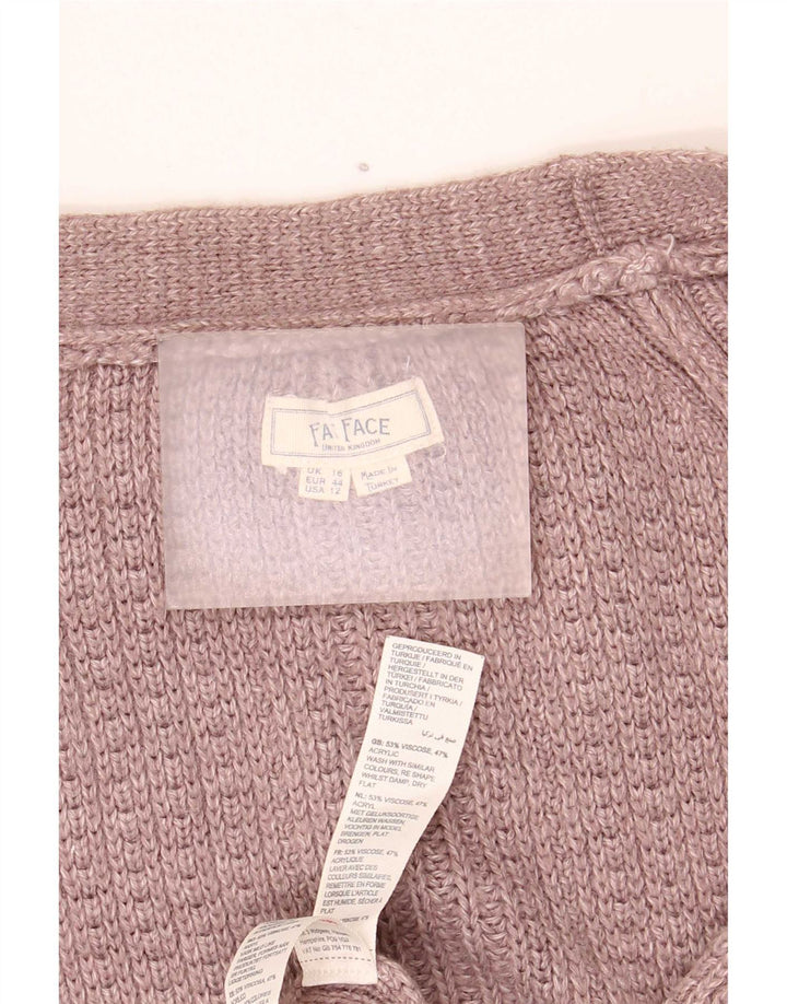 Pulover cardigan deschis supradimensionat pentru femei Fat Face UK 16 Viscoză mare maro