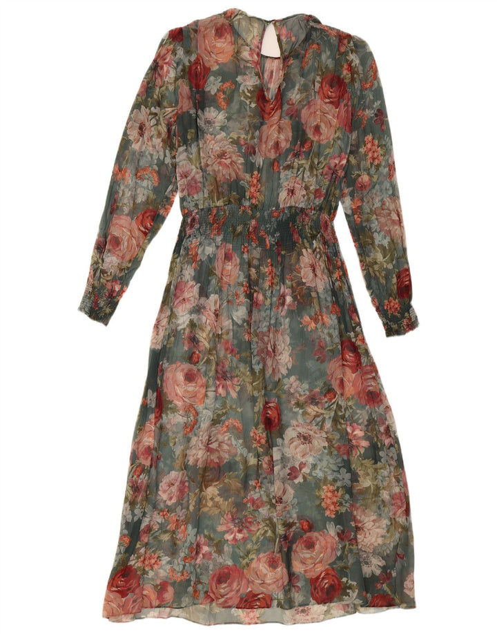 Rochie maxi cu mânecă lungă pentru femei VINTAGE UK 12 Medium Multicolor Floral