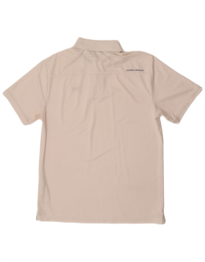 Tricou polo Under Armour pentru bărbați Heat Gear, mare, alb, din poliester
