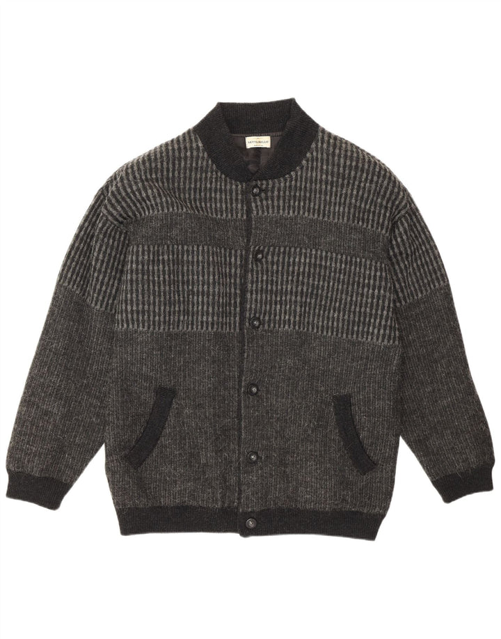 Pulover cardigan pentru bărbați Settebello Gri mediu Geometric Acrilic Retro