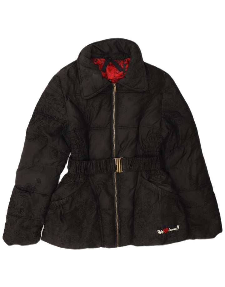 Jachetă căptușită cu grafică Desigual pentru femei EU 40 Medium Black Paisley Poliester