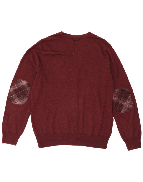 Pulover cardigan pentru bărbați Fred Perry, lână burgundă medie