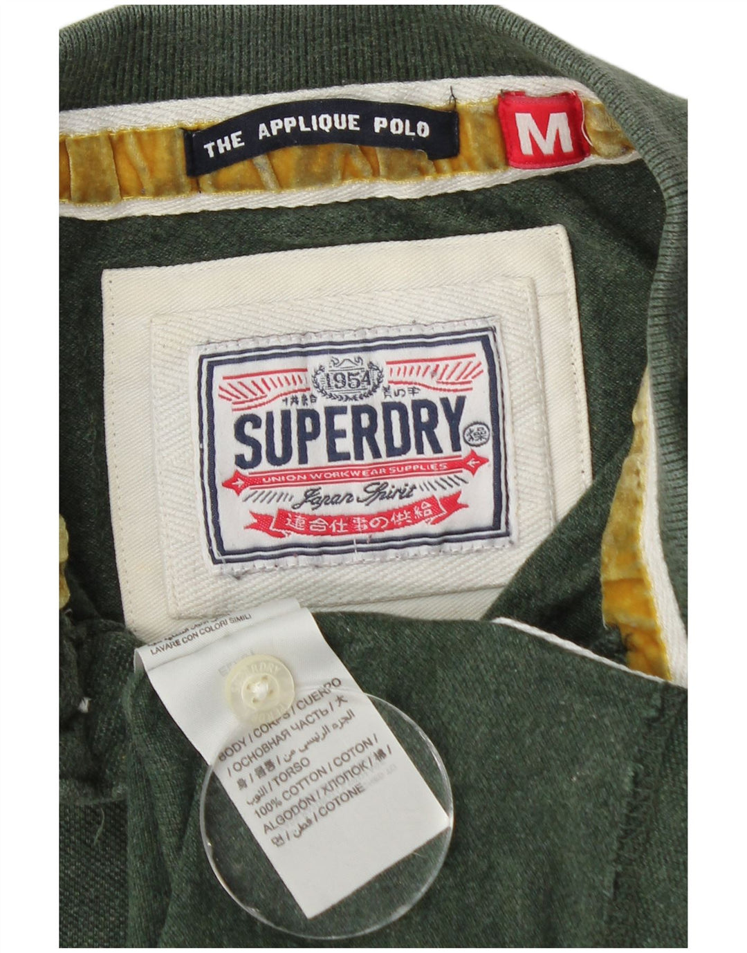 Tricou polo grafic pentru bărbați Superdry, bumbac verde mediu