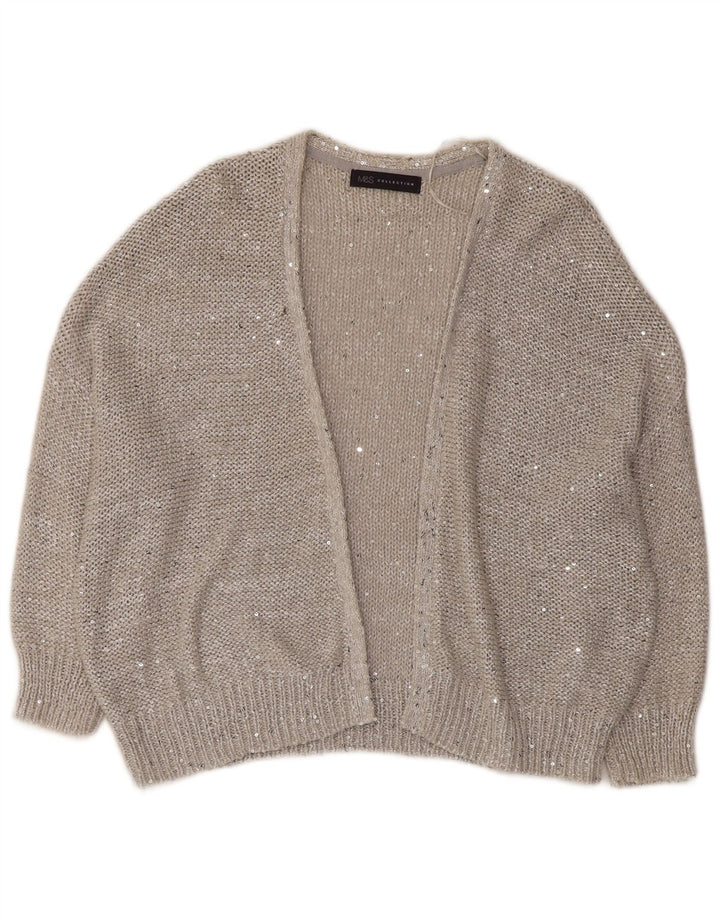 MARKS & SPENCER Pulover cardigan deschis pentru femei cu mâneci 3/4 UK 14 mare gri
