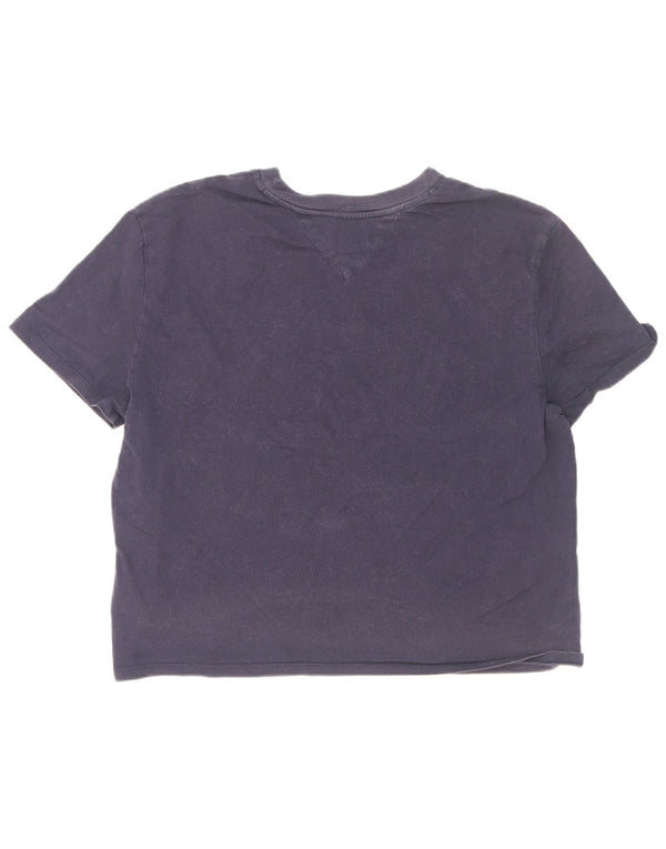 Tricou cu grafic crop Tommy Hilfiger pentru femei, UK 18 XL, bumbac bleumarin
