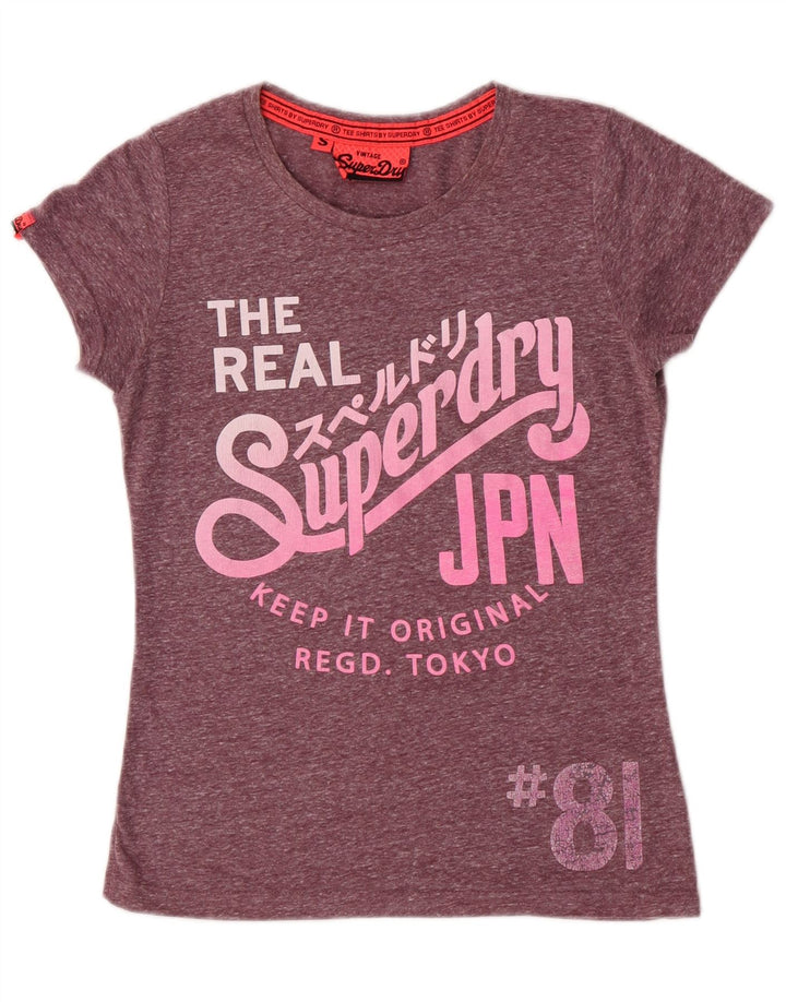 Tricou grafic Superdry pentru femei Top UK 10 Small Purple Poliester