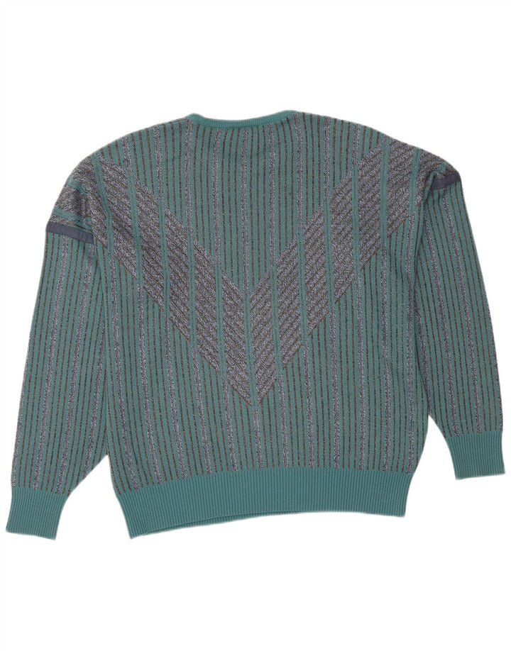 PIERRE SANGAN Pulover pentru bărbați cu gât roșu, mare, cu dungi acrilice albastre