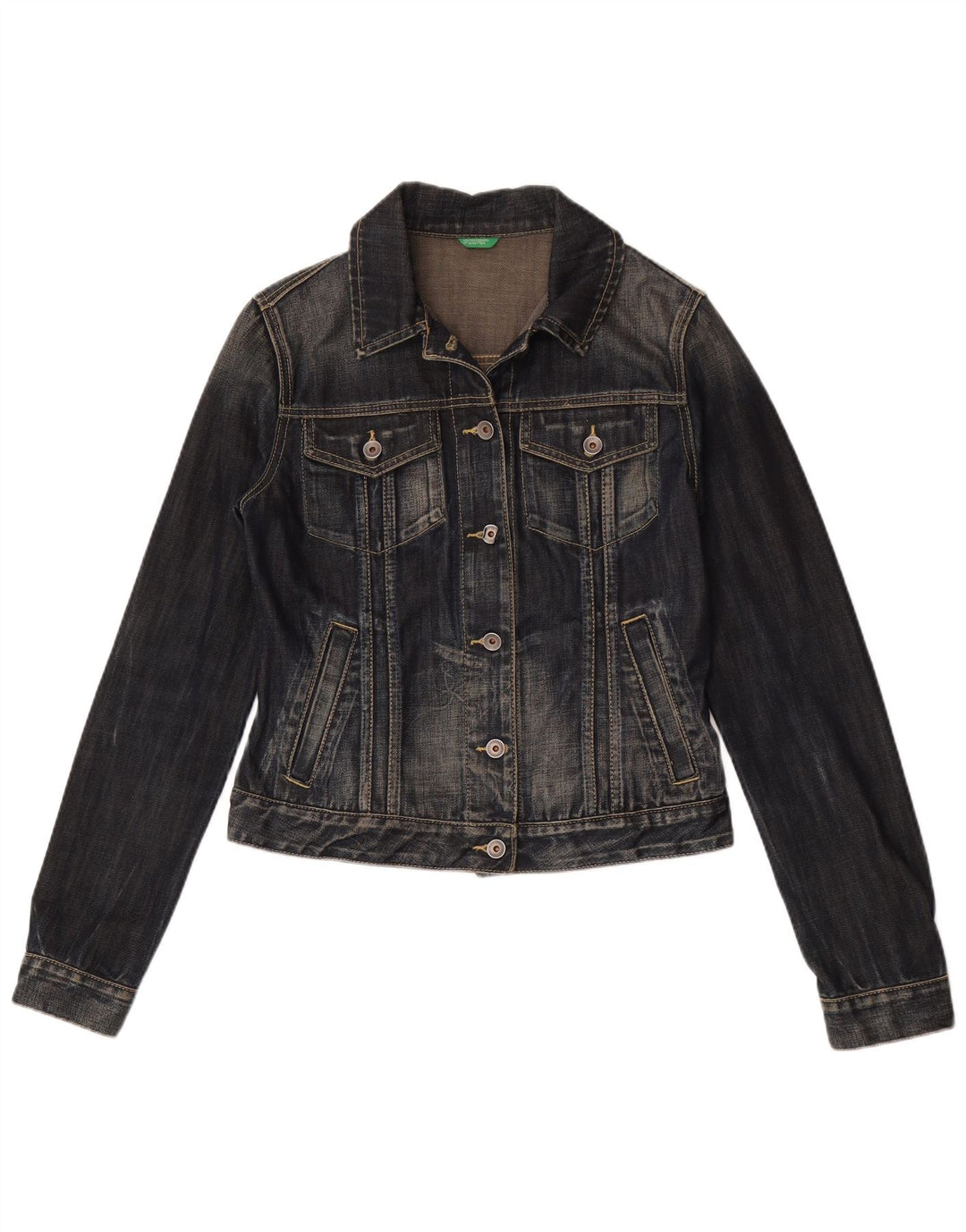 Jachetă de blugi Benetton pentru femei UK 12 Medium Bleumarin