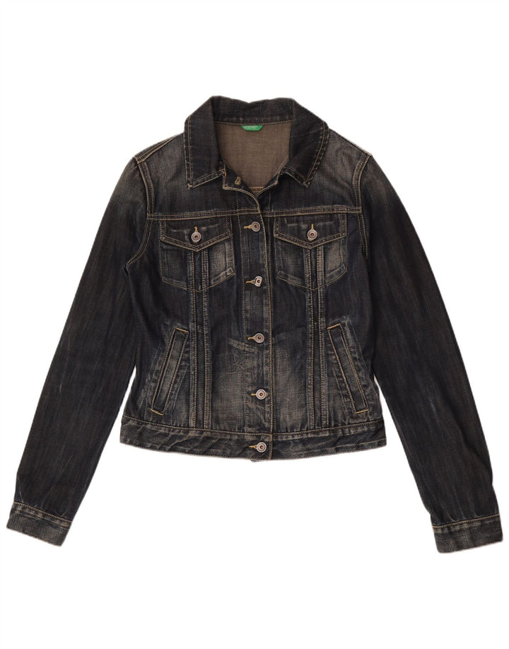 Jachetă de blugi Benetton pentru femei UK 12 Medium Bleumarin