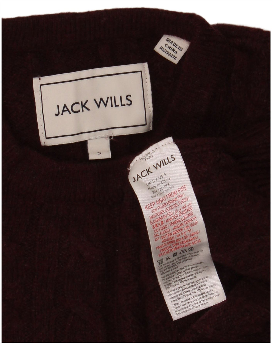 Pulover Jack Wills pentru bărbați cu decolteu rotund din poliamidă maro mică
