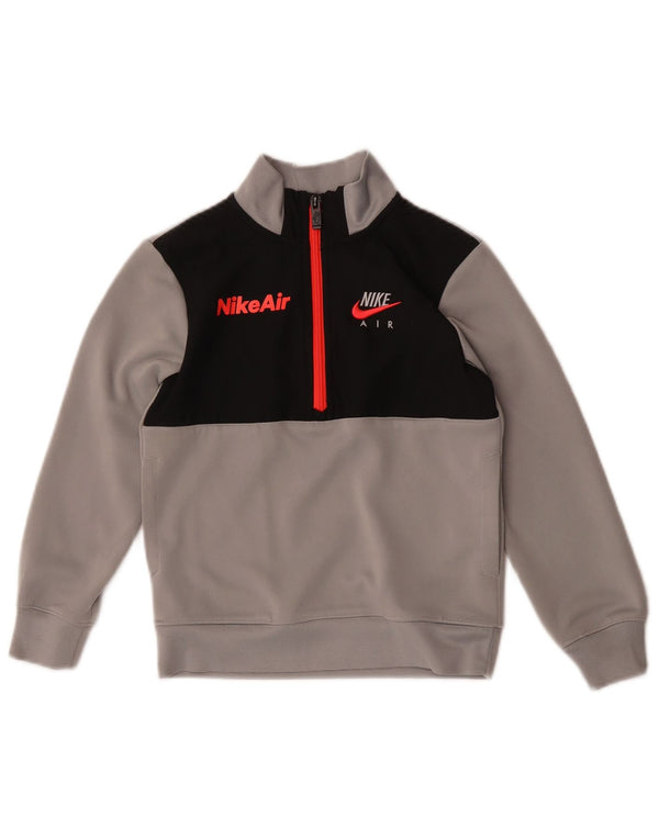Hanorac Nike Air pentru băieți, cu fermoar și gât, 5-6 ani, gri colorblock