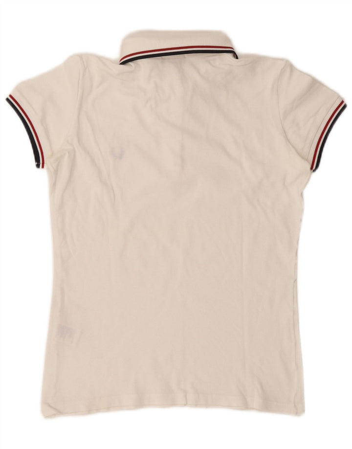 Tricou polo Fred Perry pentru femei UK 14, bumbac alb mediu