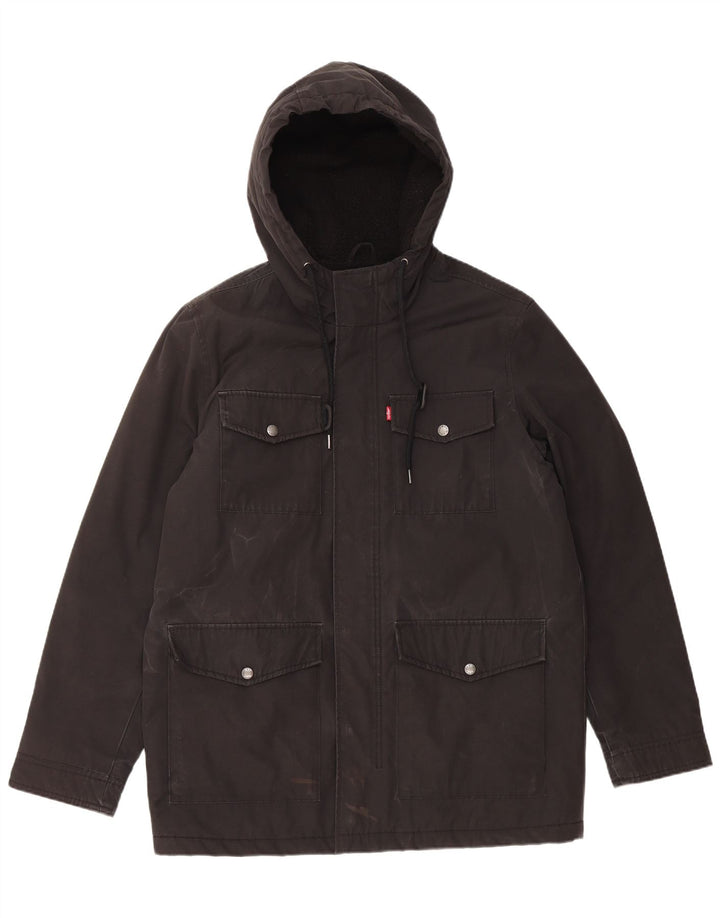 Jachetă de vânt cu glugă Levi's pentru bărbați UK 38 Poliester mediu negru