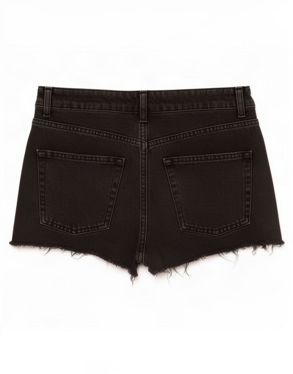 Pantaloni scurți din denim învechit pentru femei Topshop Mom Distressed UK 10 Small W26 Bumbac negru