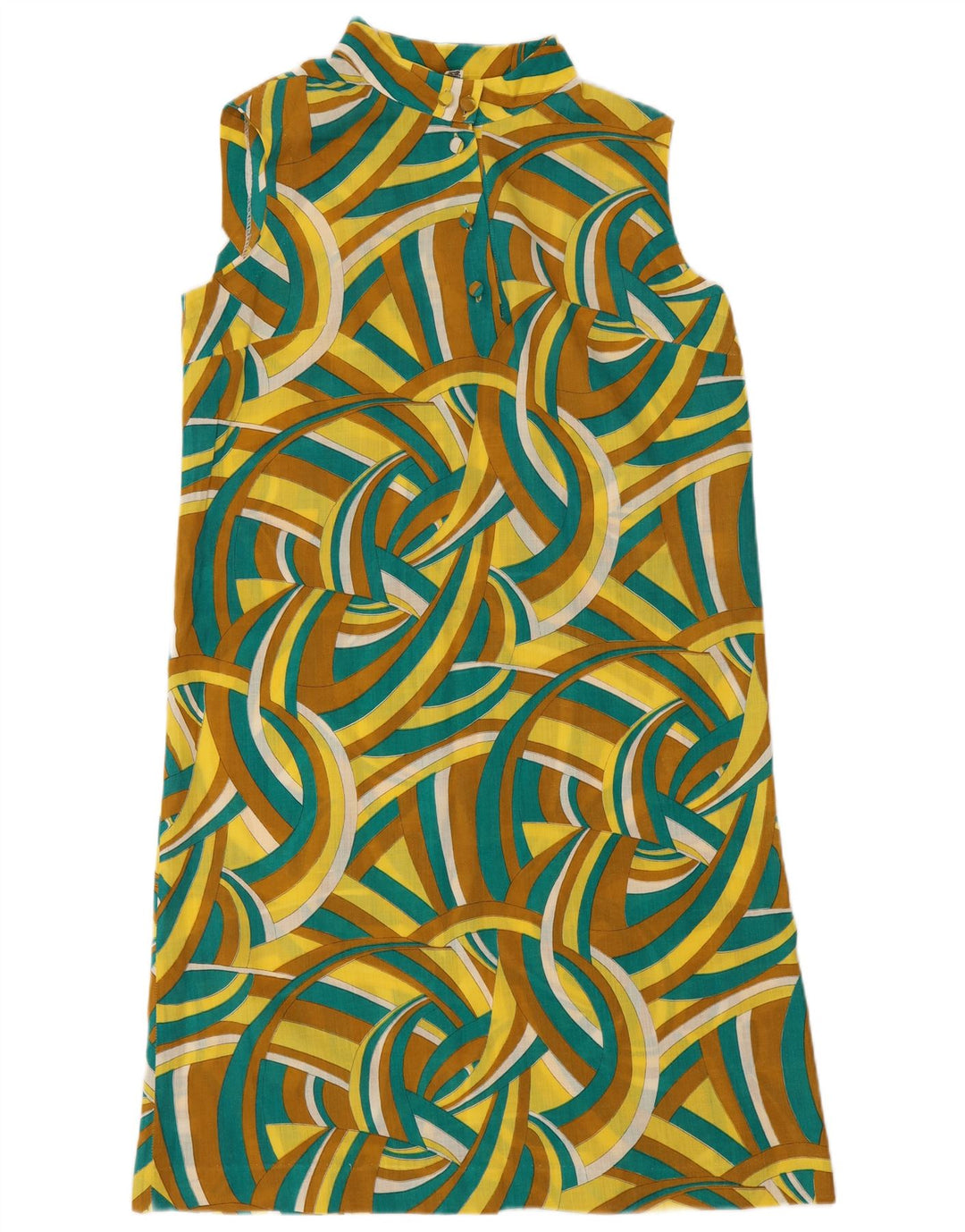 Rochie de damă vintage, fără mâneci, rochie IT 48 XL, multicoloră, geometrică