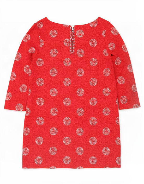 White Stuff Rochie de bază cu mâneci 3/4 pentru femei UK 12 Medium Red Geometric
