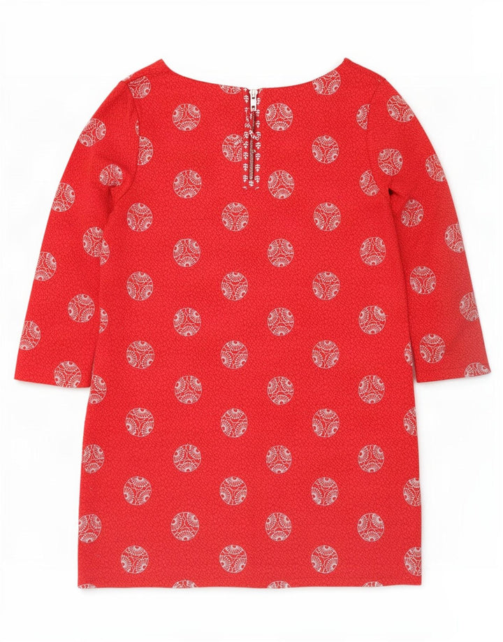 White Stuff Rochie de bază cu mâneci 3/4 pentru femei UK 12 Medium Red Geometric