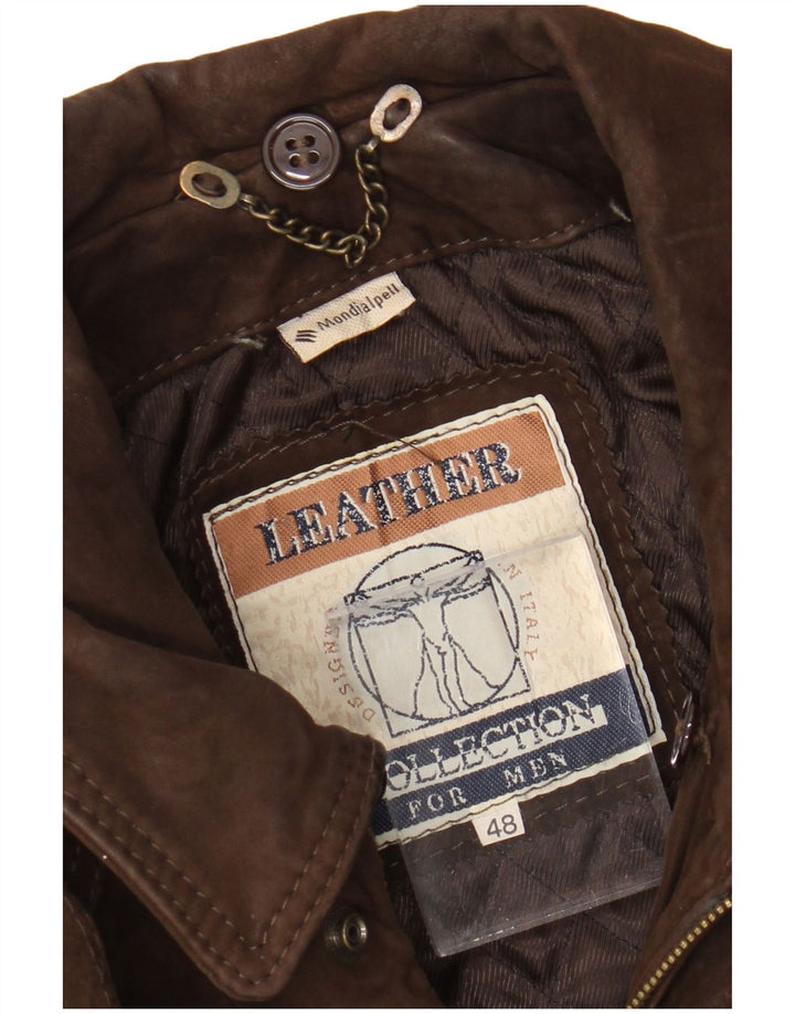 Geaca de piele vintage pentru barbati IT 48 piele maro medie