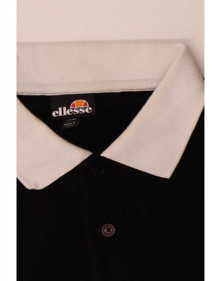 Hanorac pentru bărbați Ellesse, cu gât polo, pulover, mediu, negru, bumbac color bloc