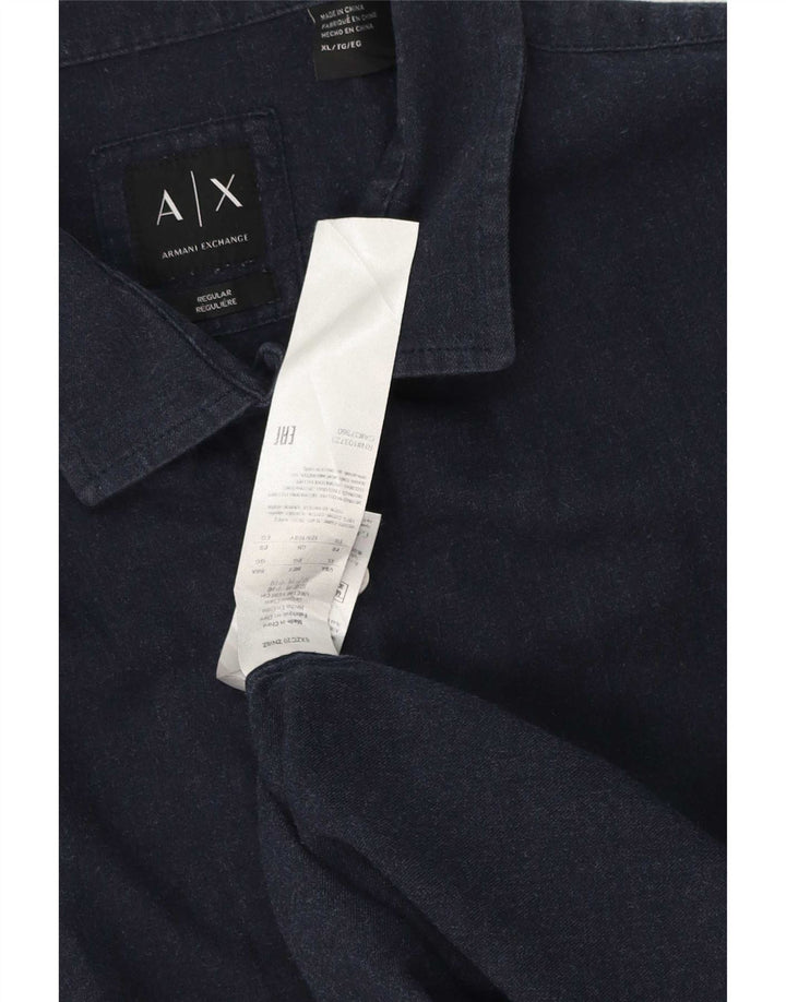 Cămașă Armani Exchange pentru bărbați, bumbac, albastru marin