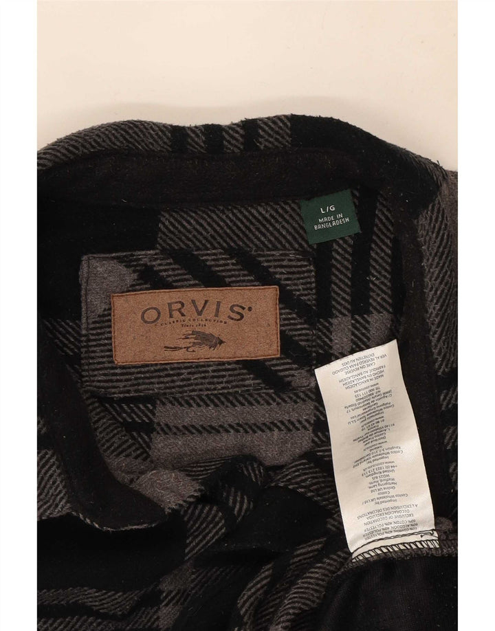 Cămașă de flanel pentru bărbați Orvis, bumbac cu carouri mari, negru