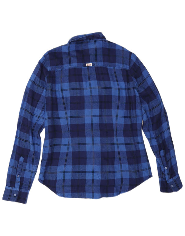 Cămașă de flanel pentru femei Superdry UK 14 Medium Blue Check Viscose