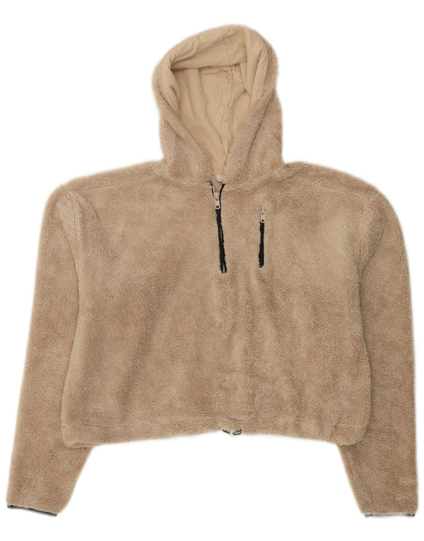 Pulover din lână pentru femei Topshop, supradimensionat, cu glugă, cu fermoar și gât, UK 8, Bej mic