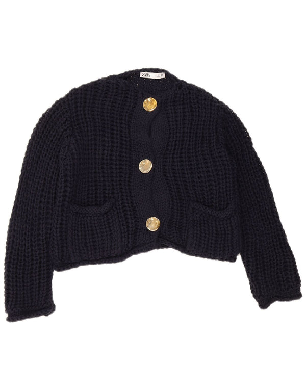 Pulover cardigan croșetat supradimensionat pentru femei Zara UK 10 Mic Bleumarin